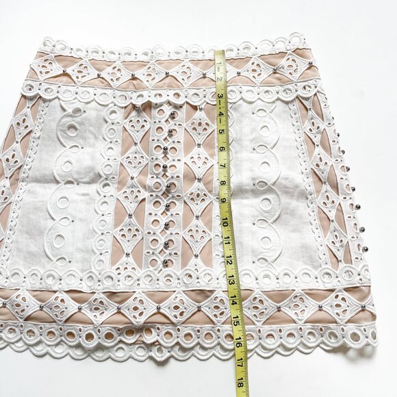 Zimmermann Moncur Studded Mini Skirt Ivory Size AU 3 US 10 NEW NWT - Picture 9 of 11